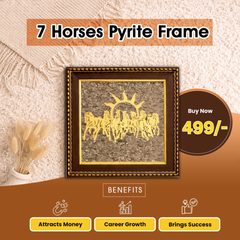 7 Horses Natural Pyrite Frame – Wealth, Success & Growth Décor for Home & Office | 7.5 Inches