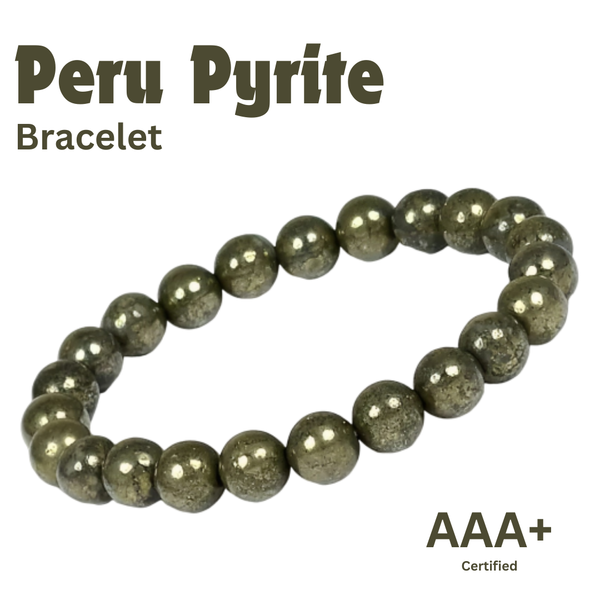 Certified Pyrite Bracelet – Authentic Pyrite Stone Healing Crystal for Wealth, Success & Positive Energy | With LAB Certificate