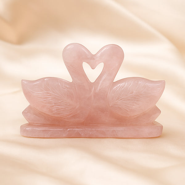 Certified Natural Rose Quartz Swan Pair - Marriage Harmony & Relationship Balance | Buy Online - Image 4