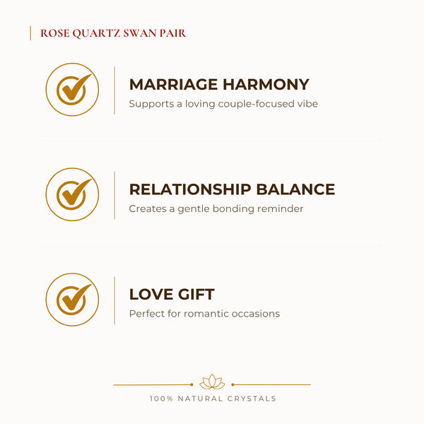 Certified Natural Rose Quartz Swan Pair - Marriage Harmony & Relationship Balance | Buy Online - Image 2