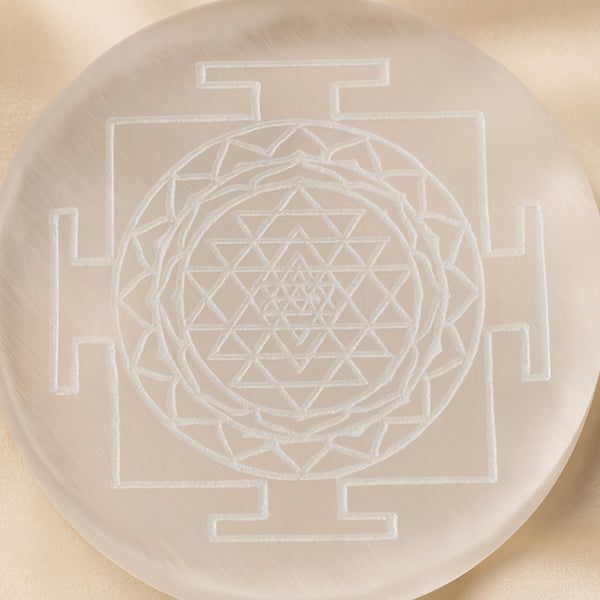 Certified Natural Selenite Sri Yantra Charging Plate - Portable Charging & Prosperity Focus | Buy Online - Image 7