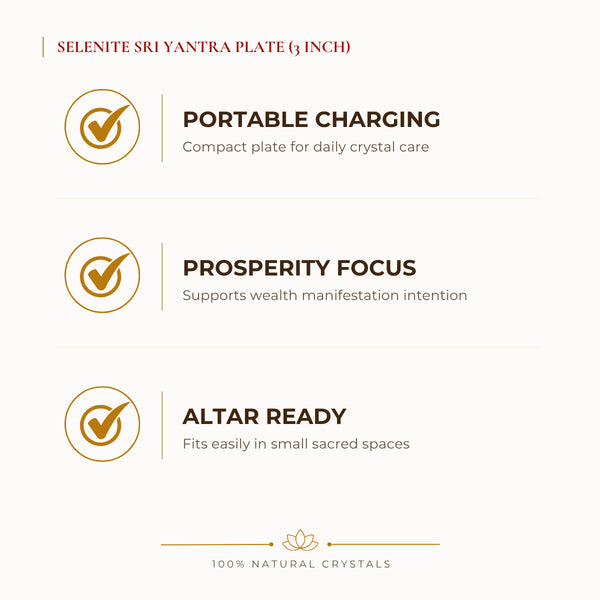 Certified Natural Selenite Sri Yantra Charging Plate - Portable Charging & Prosperity Focus | Buy Online - Image 2