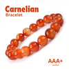 Close-up of Carnelian bracelet showing intricate details and natural Carnelian stone.