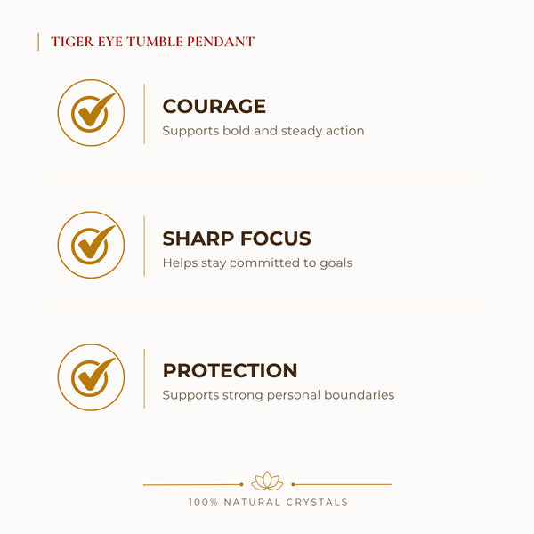 Certified Natural Tiger Eye Tumble Pendant - Courage & Sharp Focus | Buy Online - Image 2