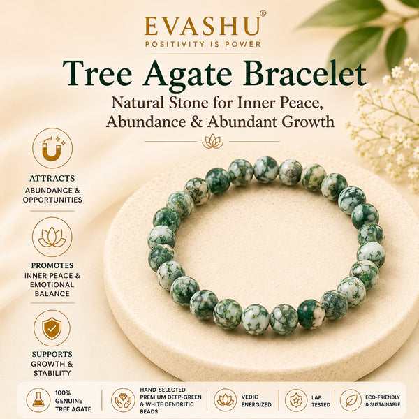 Tree Agate Bracelet – Natural Stone Bracelet for Grounding, Balance & Everyday Wear | Unisex Crystal Jewellery