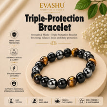 Load image into Gallery viewer, Triple Protection Bracelet – Natural Beaded Bracelet for Balance, Protection &amp; Positive Energy | Unisex Crystal Jewellery
