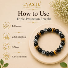 Load image into Gallery viewer, Triple Protection Bracelet – Natural Beaded Bracelet for Balance, Protection &amp; Positive Energy | Unisex Crystal Jewellery
