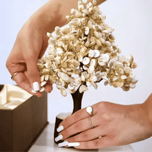 Load image into Gallery viewer, Crystal Gomati Chakra Tree with Original Gomti Chakra – Good Luck &amp; Positive Energy | Home Décor Showpiece (Small, 100 Beads, White, Crystal)
