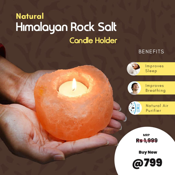 Himalayan Rock Salt Stone Lamp Tea Light Candle Holder – Healing Crystal Decor