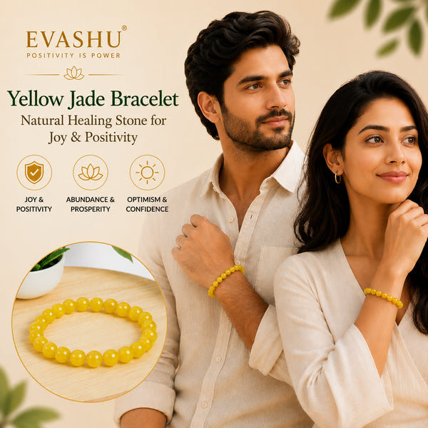 Yellow Jade Bracelet – Natural Stone Bracelet for Joy, Positivity & Everyday Wear | Unisex Crystal Jewellery