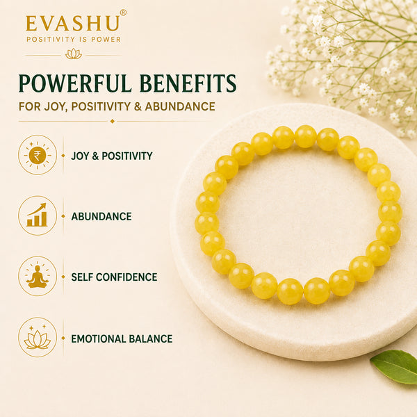 Yellow Jade Bracelet – Natural Stone Bracelet for Joy, Positivity & Everyday Wear | Unisex Crystal Jewellery