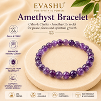 Amethyst Bracelet – Natural Stone Bracelet for Focus, Calm Mind & Everyday Wear | Unisex Crystal Jewellery