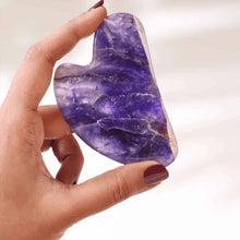 Load image into Gallery viewer, Amethyst Gua Sha – Symbol of Serenity, Wisdom, and Spiritual Release – Perfect for Skincare - Scale Reference | Raw Amethyst Crystal for Calmness &amp; Stress Relief
