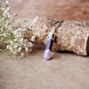 Amethyst Pendant – Pencil Necklace for Calmness, Intuition & Spiritual Growth - Side View | Natural Amethyst, Seven Chakra Crystal Pendant for Success, Confidence & Career Growth