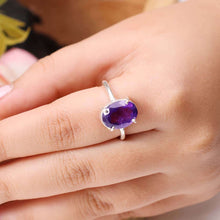 Load image into Gallery viewer, Amethyst Ring (Adjustable) – Symbol of Calm, Intuition, and Spiritual Protection – Perfect for Unisex Wear - Lifestyle View | Natural Amethyst, Seven Chakra Crystal Ring for Evil Eye Protection &amp; Negative Energy Shield
