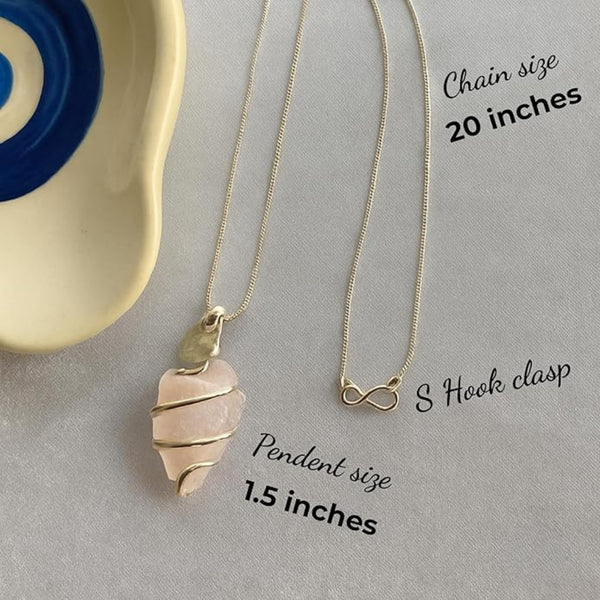 Arrowhead-shaped rose quartz pendant necklace promoting love and emotional healing