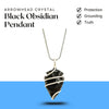 Black Obsidian Arrowhead Pendant – Symbol of Protection, Grounding, and Truth – Perfect for Unisex Wear - Front View | Natural Obsidian Crystal Pendant for Evil Eye Protection & Negative Energy Shield