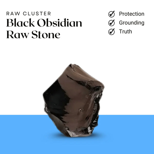 Black Obsidian Raw Stone – Symbol of Protection, Grounding, and Truth – Perfect for Display - Front View | Raw Obsidian Crystal for Evil Eye Protection & Negative Energy Shield