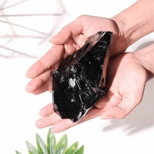 Load image into Gallery viewer, Black Obsidian Raw Stone – Symbol of Protection, Grounding, and Truth – Perfect for Display - Scale Reference | Raw Obsidian Crystal for Evil Eye Protection &amp; Negative Energy Shield
