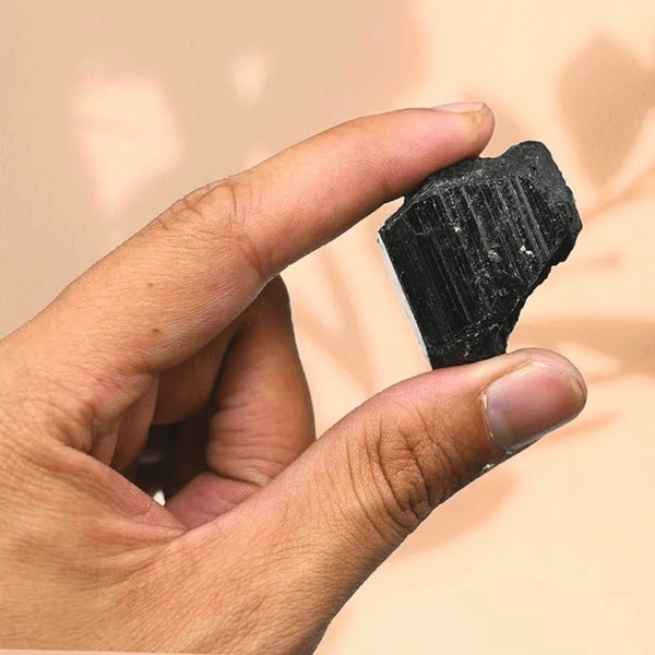 Black Tourmaline Raw Stone – Symbol of Protection, Grounding, and Purification – Perfect for Display - Lifestyle View | Raw Black Tourmaline Crystal for Evil Eye Protection & Negative Energy Shield