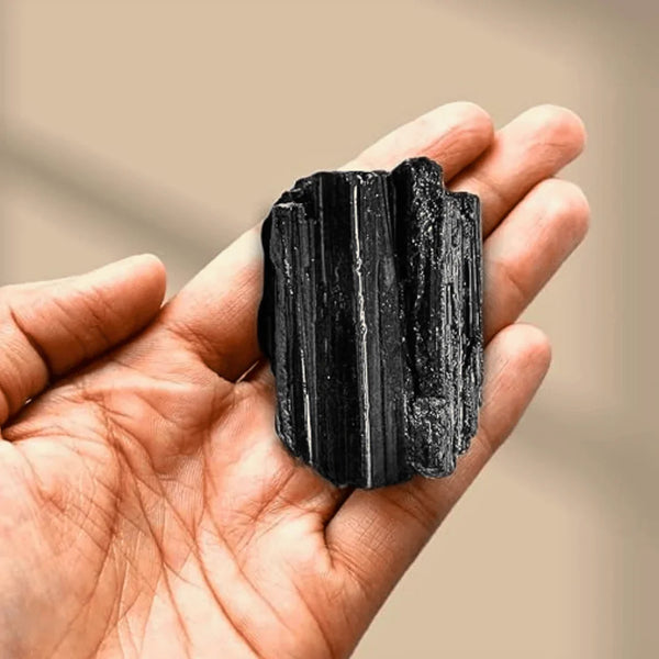 Black Tourmaline Raw Stone – Symbol of Protection, Grounding, and Purification – Perfect for Display - Side View | Raw Black Tourmaline Crystal for Evil Eye Protection & Negative Energy Shield