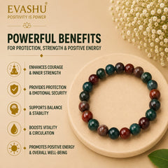 Bloodstone Bracelet – Natural Beaded Bracelet for Grounding, Strength & Everyday Wear | Unisex Crystal Jewellery - Close Up Detail Texture | Natural Seven Chakra Crystal Bracelet for Evil Eye Protection & Negative Energy Shield
