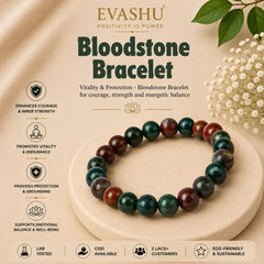 Bloodstone Bracelet – Natural Beaded Bracelet for Grounding, Strength & Everyday Wear | Unisex Crystal Jewellery - Front View | Natural Seven Chakra Crystal Bracelet for Evil Eye Protection & Negative Energy Shield