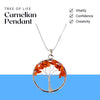 Carnelian Tree of Life Pendant – Healing Crystal Necklace for Vitality & Creativity - Front View | Natural Carnelian, Seven Chakra Crystal Pendant for Success, Confidence & Career Growth