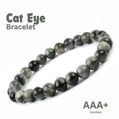 Cat Eye crystal bracelet featuring polished round beads.