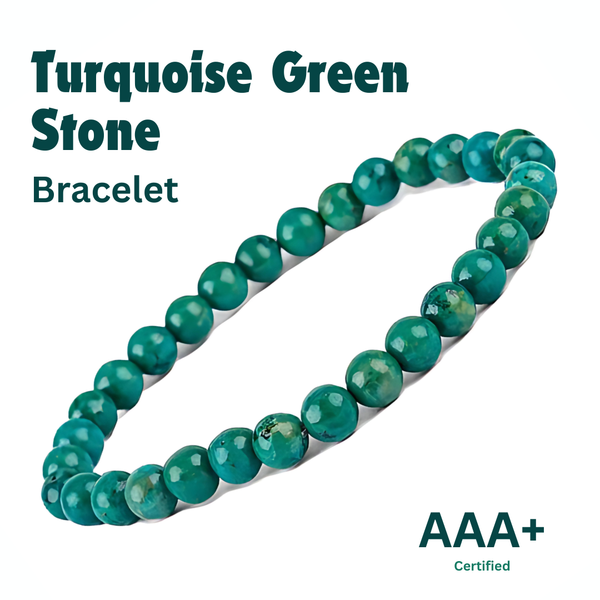 Certified Turquoise Green Stone bracelet promoting protection, positive energy, and well-being.