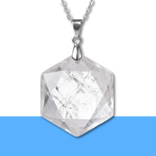 Load image into Gallery viewer, Clear Quartz Hexagon Pendant – Symbol of Energy, Amplification, and Clarity – Perfect for Daily Wear - Close Up Detail Texture | Natural Sphatik, Seven Chakra Crystal Ring for Chakra Balance &amp; Energy Alignment
