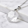 Clear Quartz Hexagon Pendant – Symbol of Energy, Amplification, and Clarity – Perfect for Daily Wear - Side View | Natural Sphatik, Seven Chakra Crystal Ring for Chakra Balance & Energy Alignment
