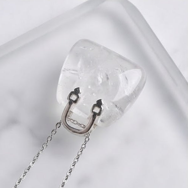 Clear Quartz Mini Handbag Pendant – Symbol of Energy, Amplification, and Clarity – Perfect for Daily Wear - Lifestyle View | Natural Sphatik, Seven Chakra Crystal Ring for Chakra Balance & Energy Alignment