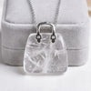 Clear Quartz Mini Handbag Pendant – Symbol of Energy, Amplification, and Clarity – Perfect for Daily Wear - Side View | Natural Sphatik, Seven Chakra Crystal Ring for Chakra Balance & Energy Alignment