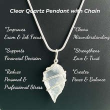 Load image into Gallery viewer, Clear quartz pendant with chain, a healing crystal necklace for clarity and positive energy
