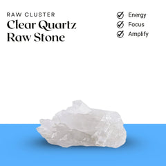 Clear Quartz raw stone cluster symbolizing energy, focus, and amplify