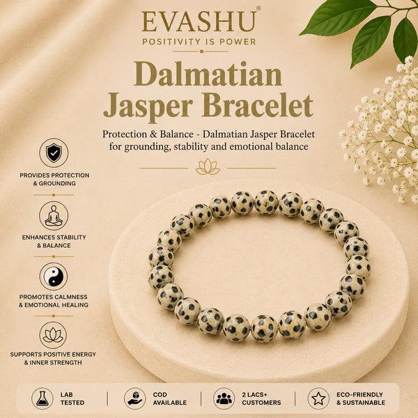 Dalmatian Jasper Bracelet – Natural Stone Bracelet for Joy, Positivity & Everyday Wear | Unisex Crystal Jewellery - Front View | Natural Red Jasper Crystal Bracelet for Healing & Positive Energy
