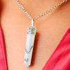 Dendrite Pendant – Healing Stone Pencil Necklace |Crystal Pendant Chain - Scale Reference | Natural Crystal Pendant for Success, Confidence & Career Growth