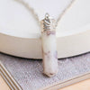 Dendrite Pendant – Healing Stone Pencil Necklace |Crystal Pendant Chain - Side View | Natural Crystal Pendant for Success, Confidence & Career Growth