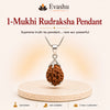Authentic natural 1-Mukhi Rudraksha Pendant for Divine Connection and Deep Focus, shown as the main Evashu product view