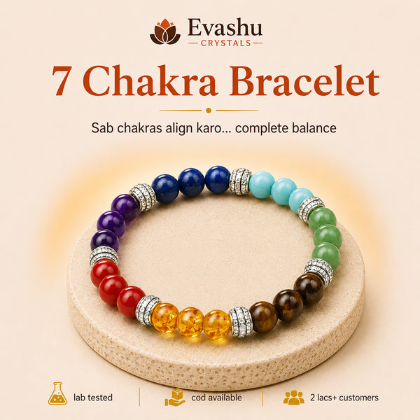 Authentic natural 7 Chakra Bracelet for Energy Balance and Chakra Alignment, shown as the main Evashu product view