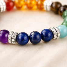 Load image into Gallery viewer, Close-up of authentic natural Seven Chakra and 7 Chakra showing crystal texture, colour and craftsmanship
