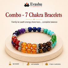 Load image into Gallery viewer, Authentic natural Pack of 2- 7 Chakra Bracelet Pack for Shared Balance and Family Harmony, shown as the main Evashu product view
