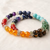 Close-up of authentic natural 7 Chakra showing crystal texture, colour and craftsmanship – 7 chakra bracelet pack of 2 natural stone balance bracelet