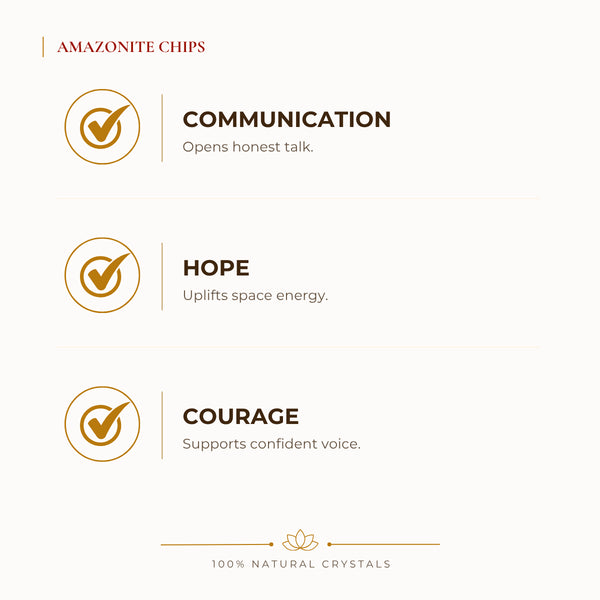 Amazonite Chips benefits for focus and mental clarity, explained in an Evashu natural-crystal guide