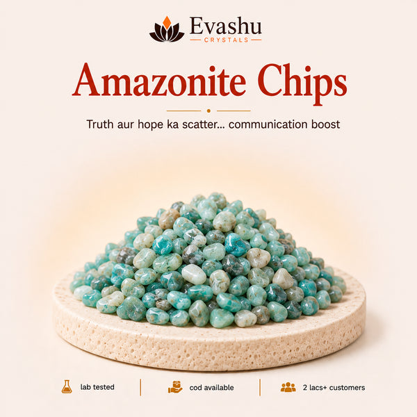 Authentic natural Amazonite Chips for Communication and Hope, shown as the main Evashu product view