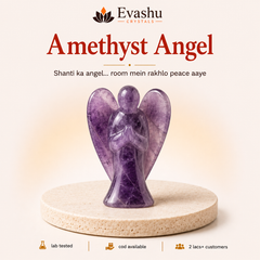 Authentic natural Amethyst Angel Figurine for Peace and Protection, shown as the main Evashu product view