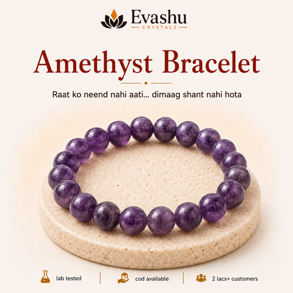 Authentic natural Amethyst Bracelet for Calm Mind and Restful Sleep, shown as the main Evashu product view