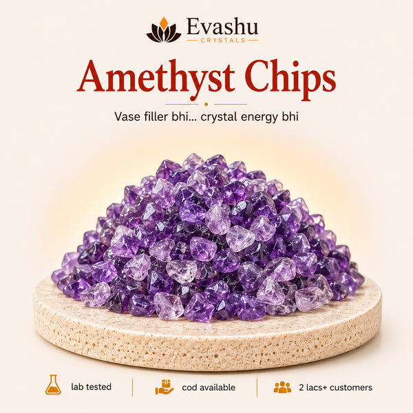 Authentic natural Amethyst Chips for Calming Décor and Peaceful Space, shown as the main Evashu product view