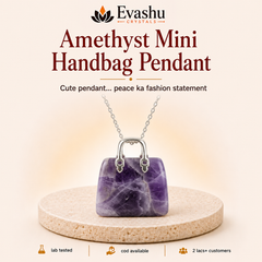 Authentic natural Amethyst Mini Handbag Pendant for Daily Calm and Emotional Ease, shown as the main Evashu product view